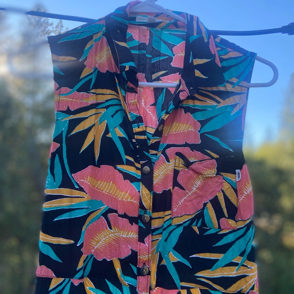 Vans Hawaiian Print Collared Button-up Dress - Picture 5 of 5